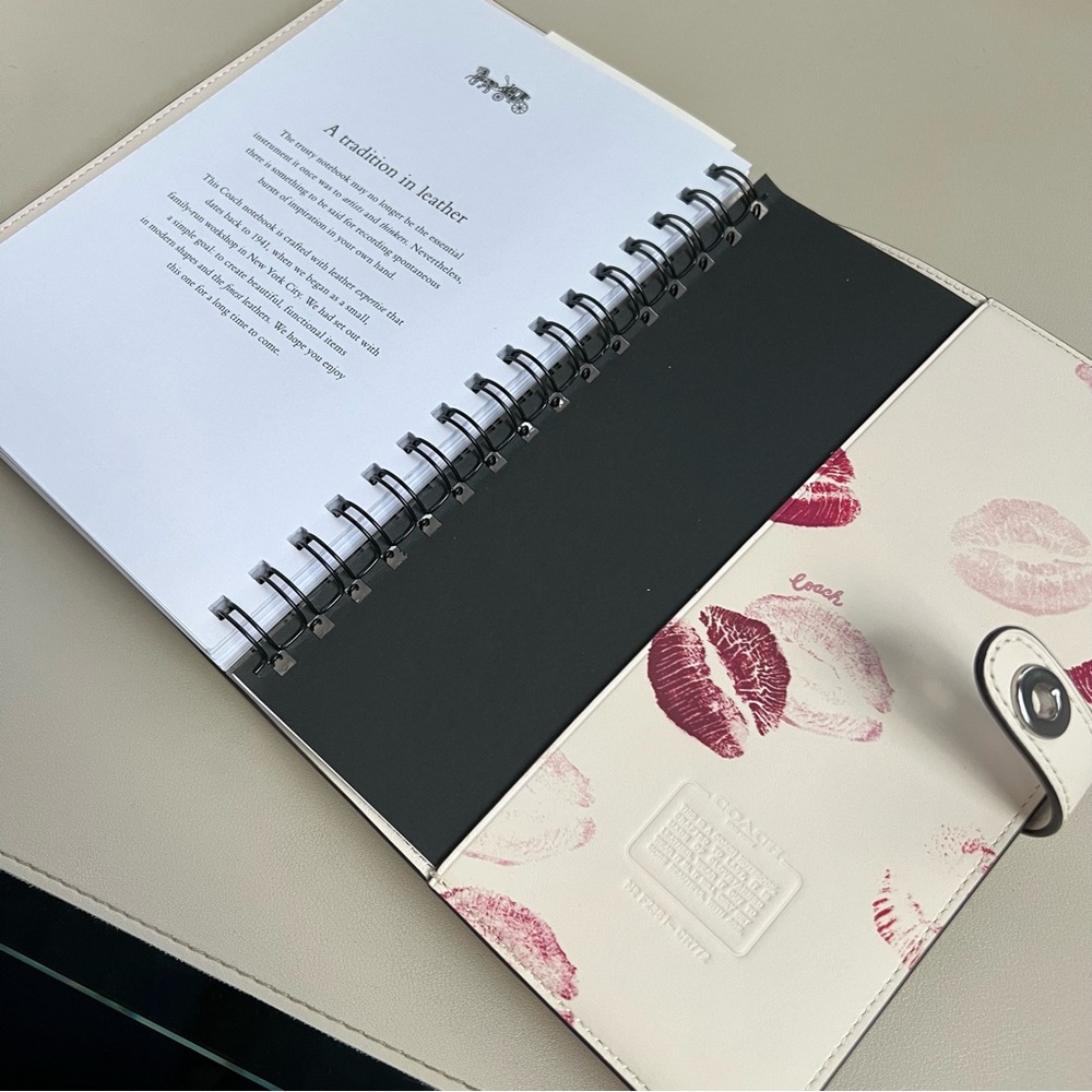 Coach Lip Print Glovetanned Leather Refillable Notebook Cover Journal - Picture 5 of 13